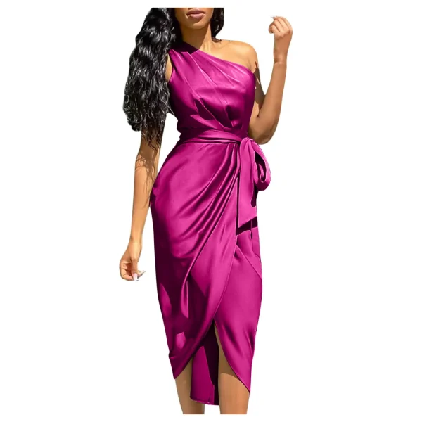 Elegant Women Solid Split Long Party Dresses - Image 2