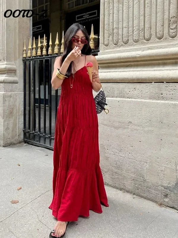 Sling A-line Long Dress Women Sexy - Image 3